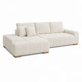 Canapé 3 places crème en polyester bouclette forme droite 280 x 110 x 78 cm