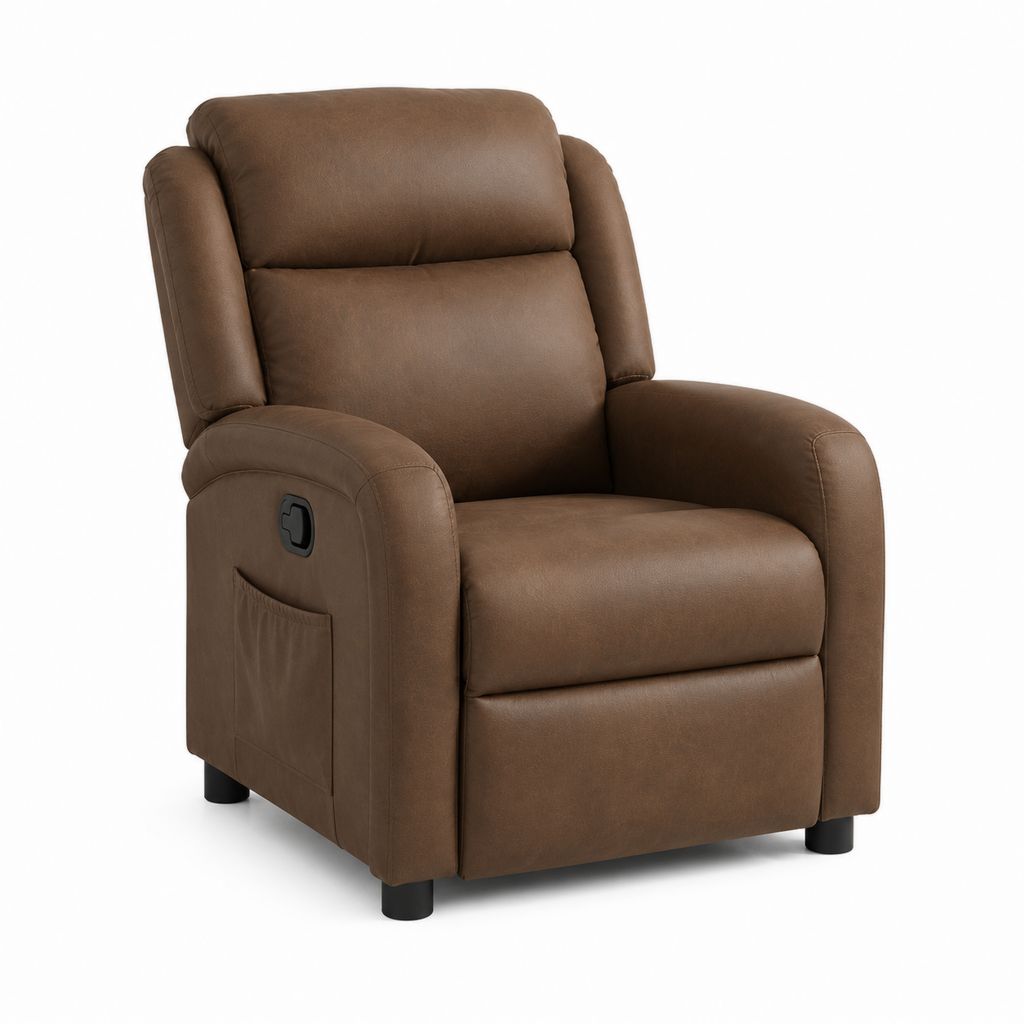 Fauteuil relax inclinable manuel marron en microfibre polyester 90 x 95 x 102 cm