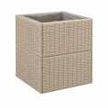 Jardinière carrée beige en polyéthylène tressé 40 x 40 x 40 cm