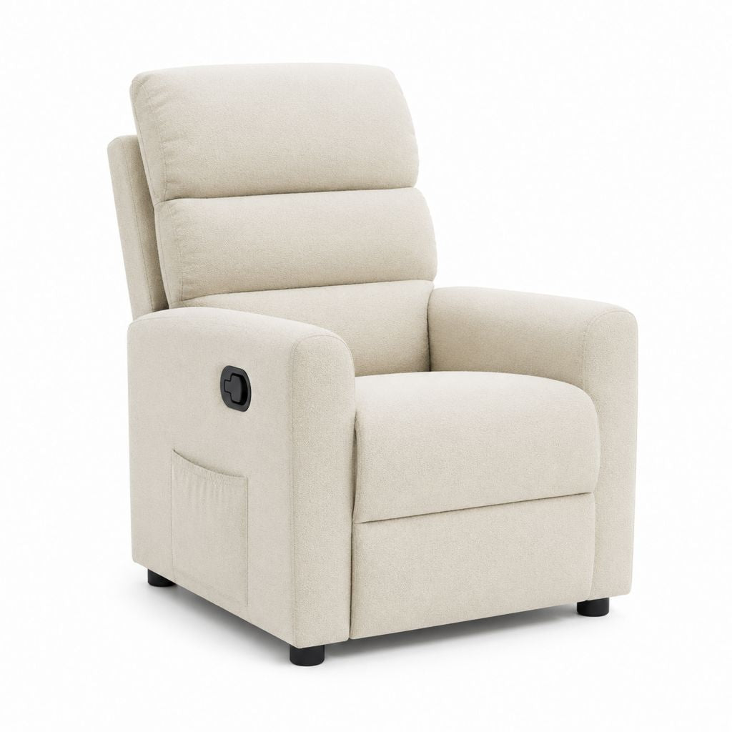 Fauteuil relax inclinable manuel écru en polyester 83 x 92 x 103 cm