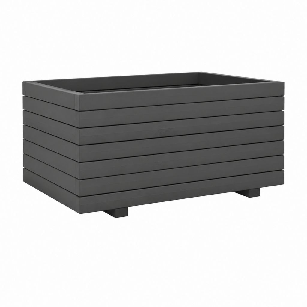 Jardinière surélevée rectangulaire gris anthracite en composite bois plastique 90 x 40 x 45 cm