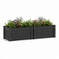 Lot de 2 jardinières surélevées rectangulaires noires en composite WPC 100 x 50 x 54 cm
