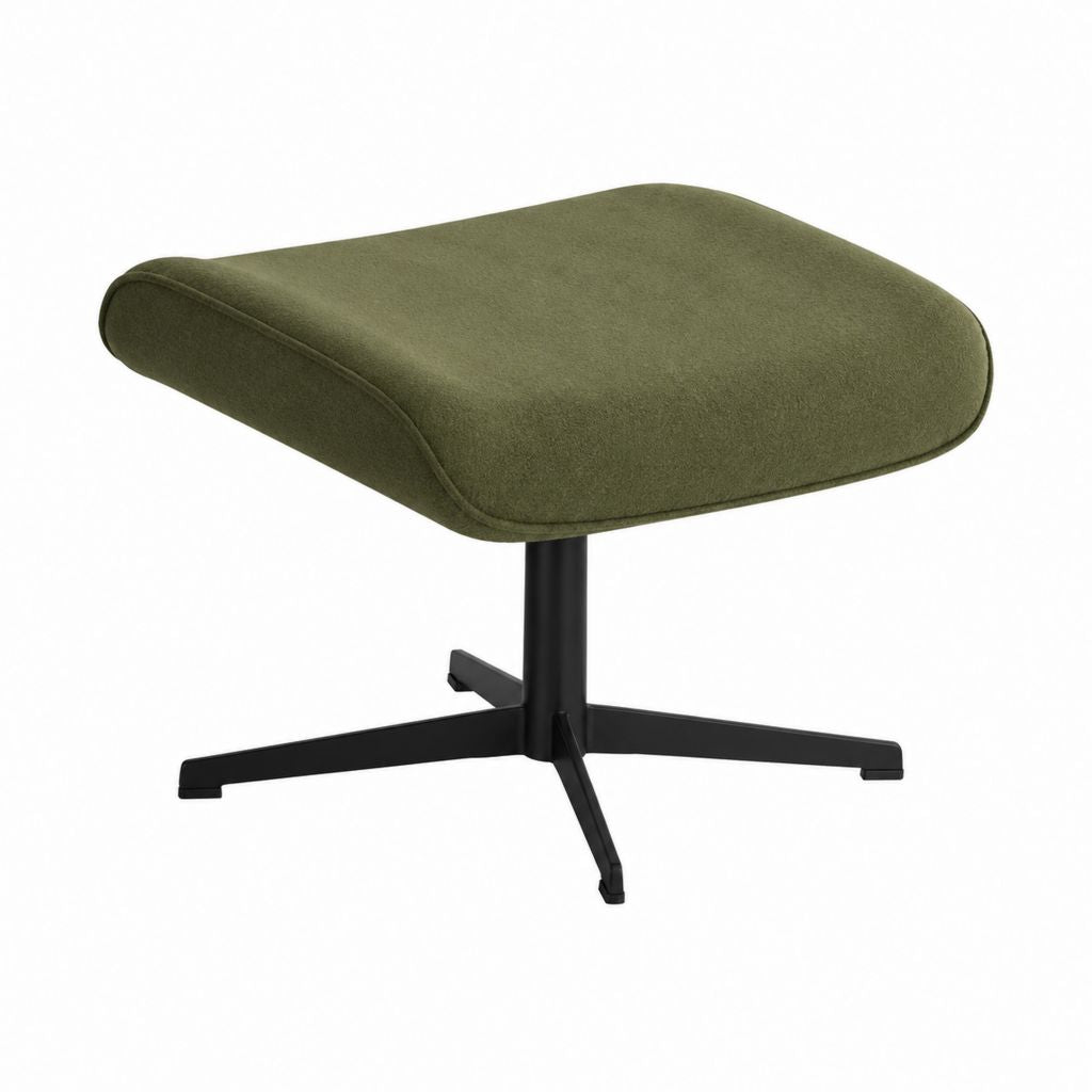 Repose-pieds pivotant rectangulaire arrondi vert en velours de polyester avec piètement en acier 58 x 42 x 42 cm