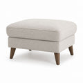 Repose-pieds rembourré beige en polyester bouclette rectangulaire avec pieds en hévéa massif 70 x 55 x 45 cm