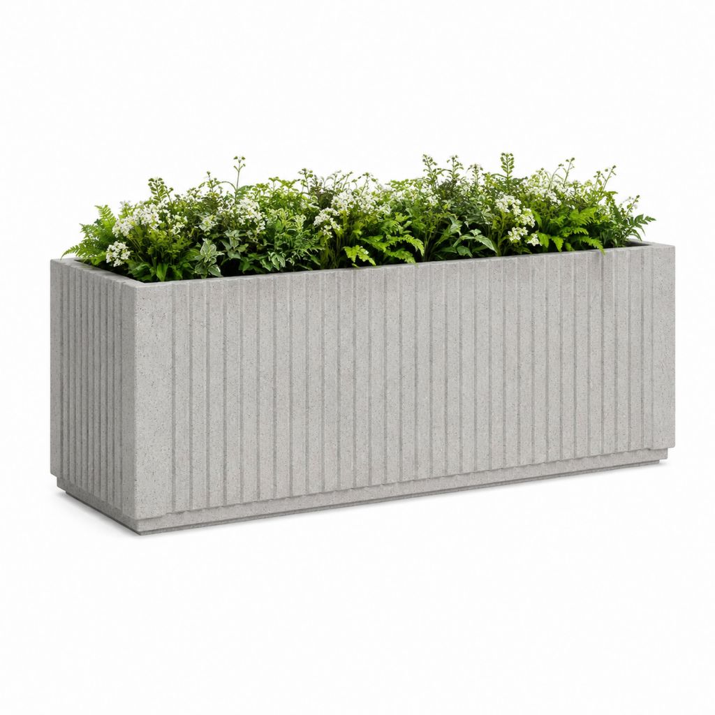 Jardinière rectangulaire grise en béton fibré 100 x 40 x 50 cm