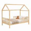 Lit cabane enfant avec barrières en pin massif naturel pour matelas 90 x 190 cm 198 x 98 x 170 cm