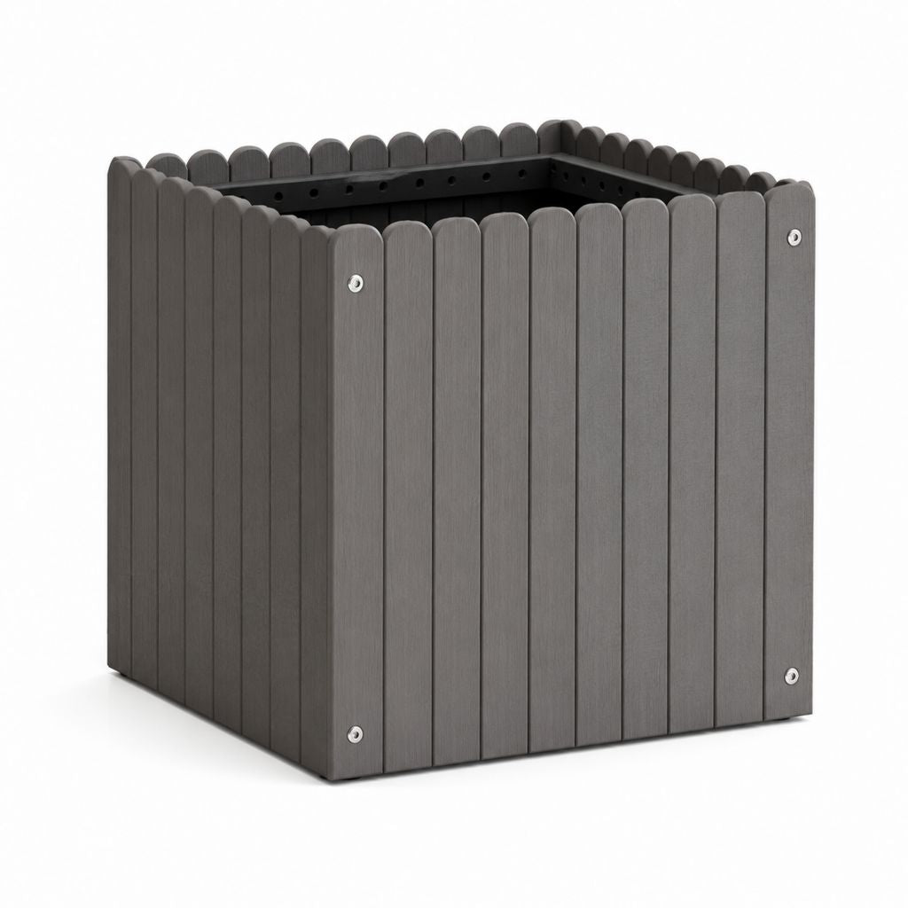 Jardinière carrée gris anthracite en composite WPC 40 x 40 x 40 cm