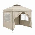 Tonnelle de jardin carrée beige en acier et polyester 300 x 300 x 250 cm