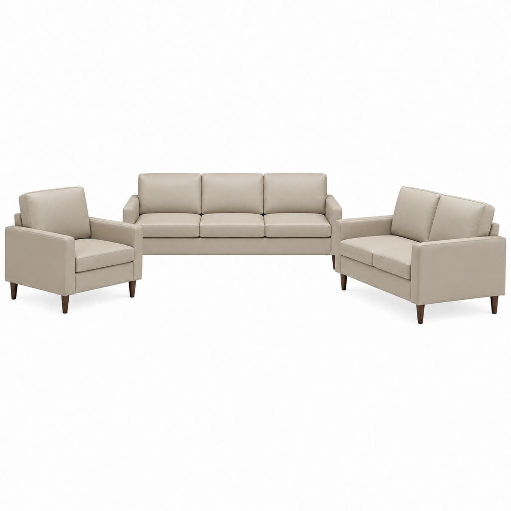 Ensemble canapés droit 3+2+1 places beige en cuir synthétique PU 205 x 85 x 86 cm