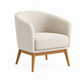 Fauteuil enveloppant beige en polyester bouclé avec pieds en chêne massif 74 x 72 x 78 cm