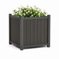 Jardinière carrée extérieure anthracite en composite WPC avec cadre en aluminium 80 x 80 x 70 cm