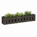 Jardinière rectangulaire en bois de sapin brun foncé avec bordure 120 x 30 x 30 cm