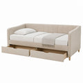 Lit banquette 90 x 200 cm avec 2 tiroirs beige en velours de polyester